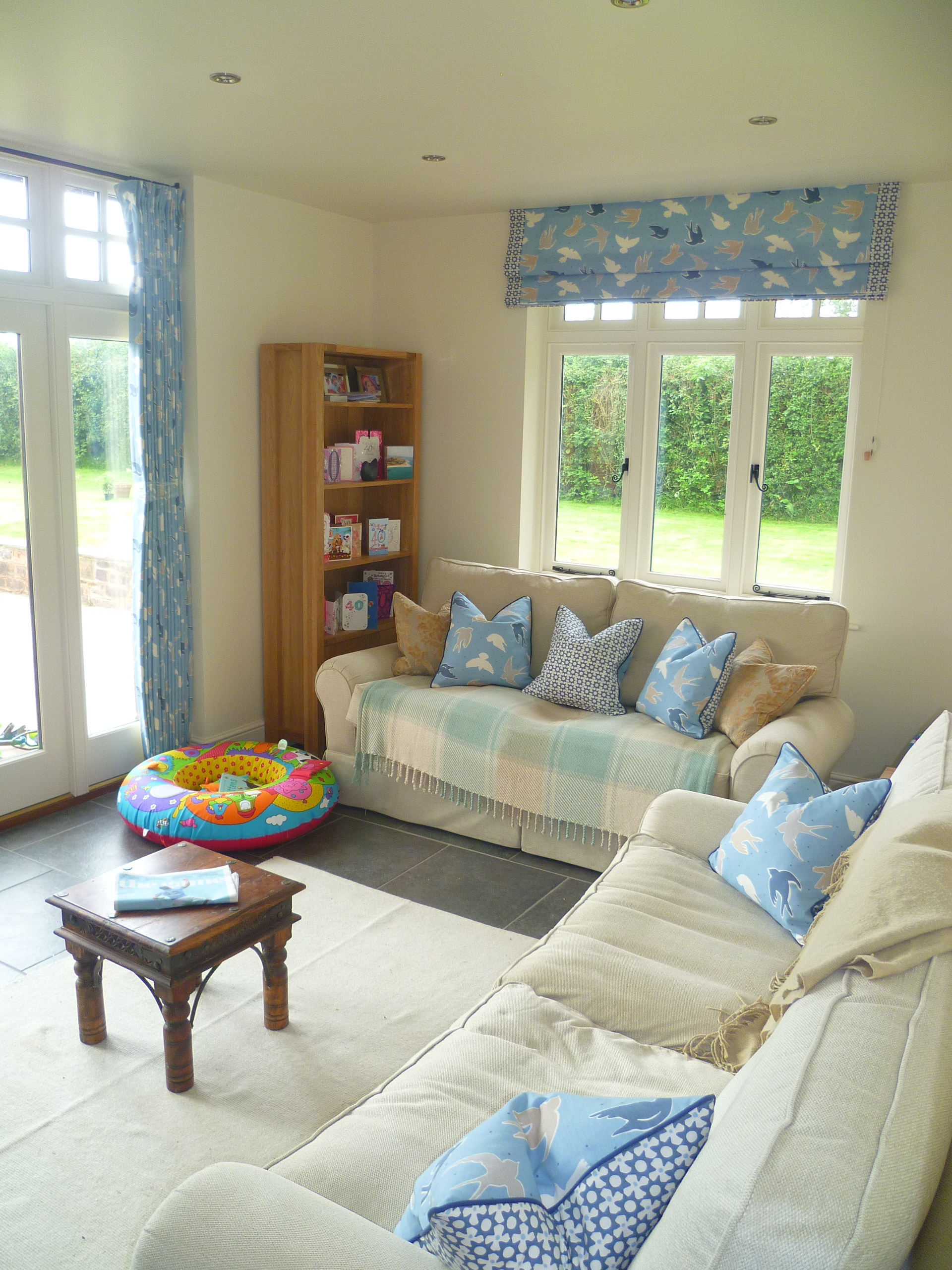 Coordinated Roman blind fitted in a finished interior